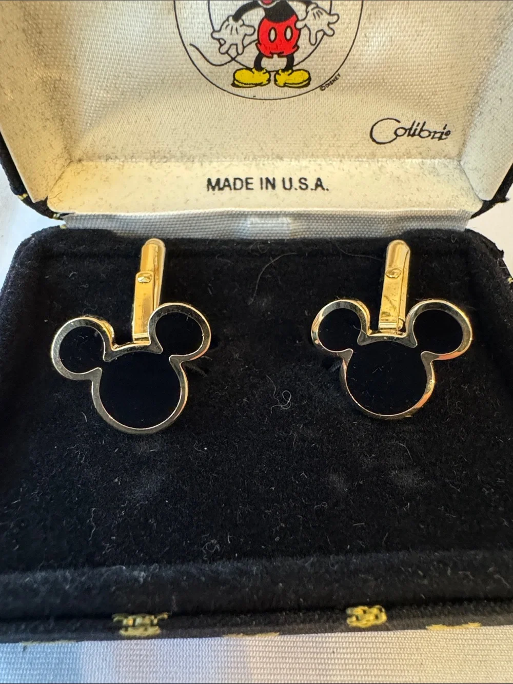 Colibri Mickey & Co. Gold And Black Mickey Cuff link set Made In USA